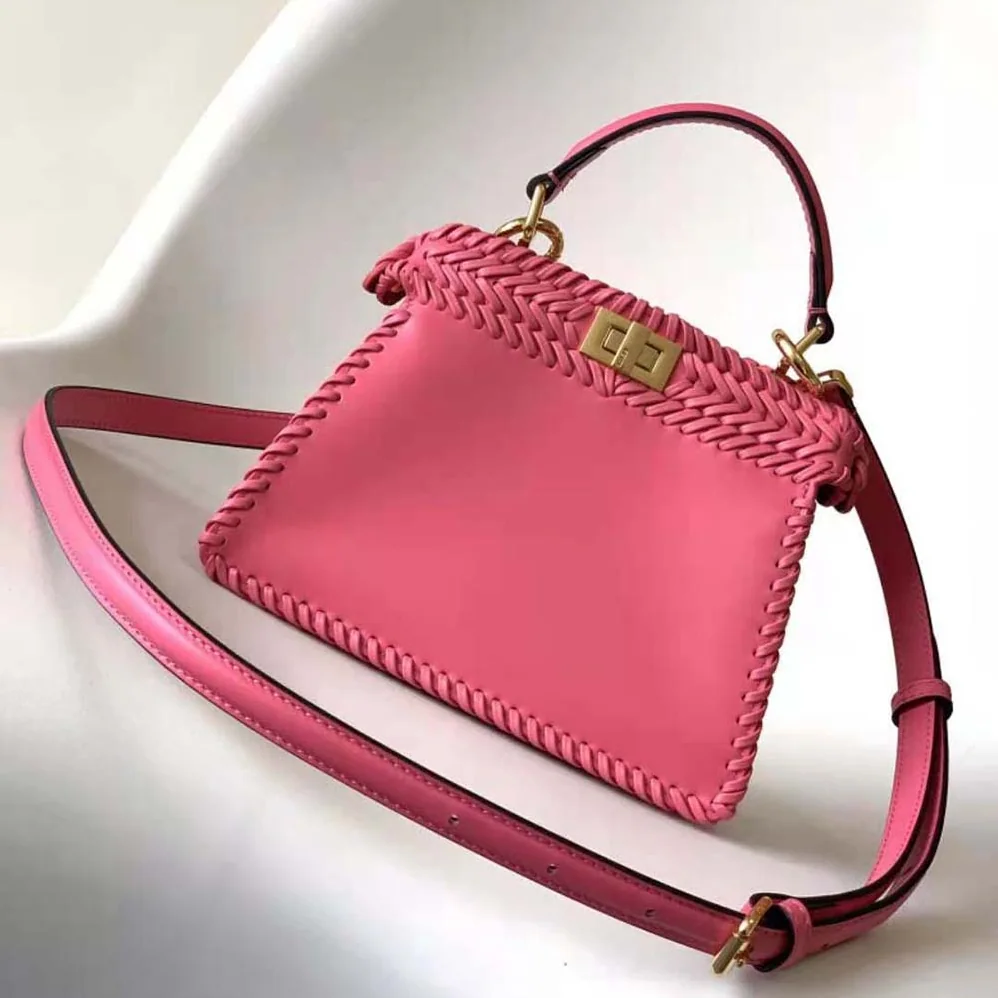 Fendi Peekaboo ISeeU Petite Pink Padded Calfskin Leather Bag for Women