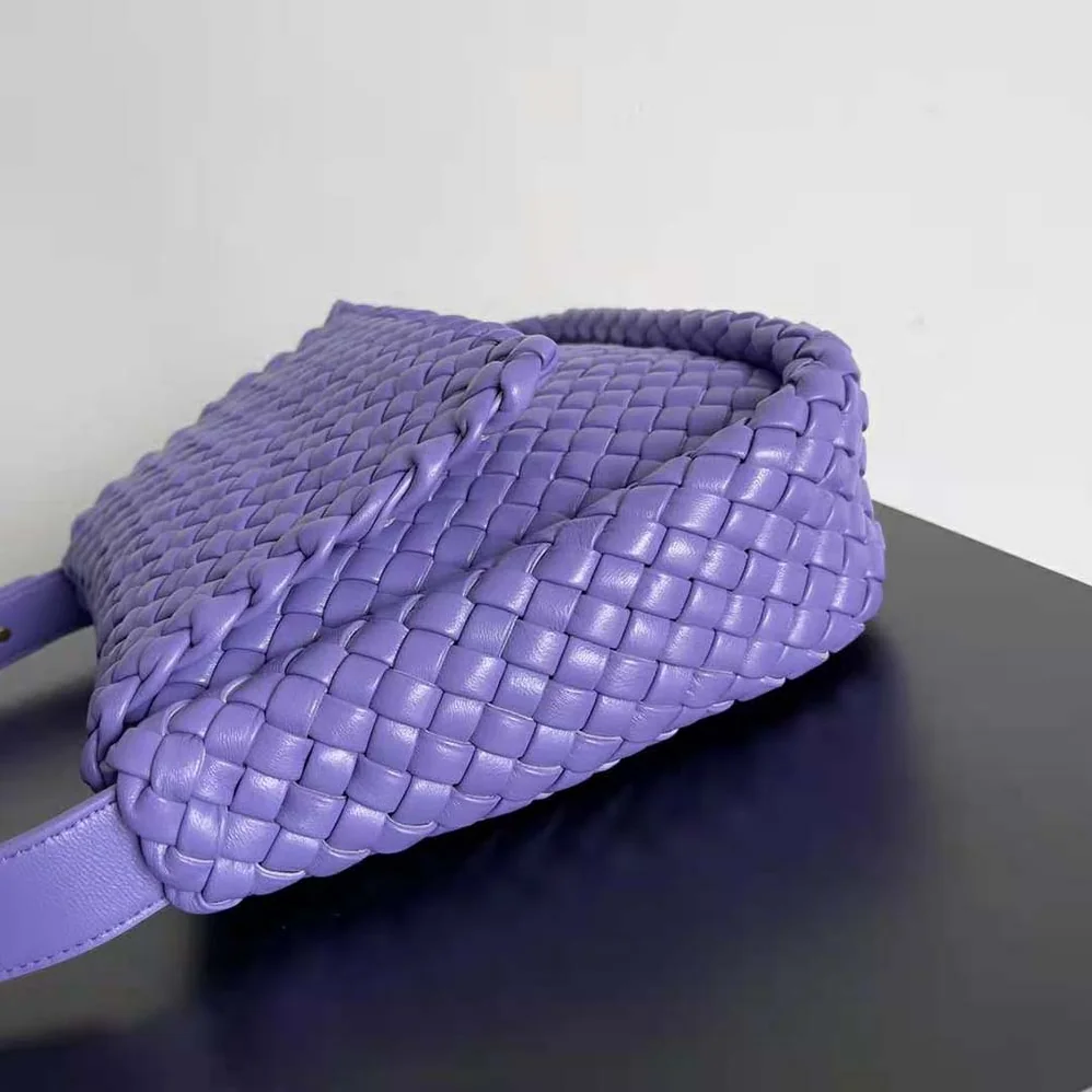Bottega Veneta Cobble Shoulder Bag Small Padded Intreccio Leather for Women in Purple
