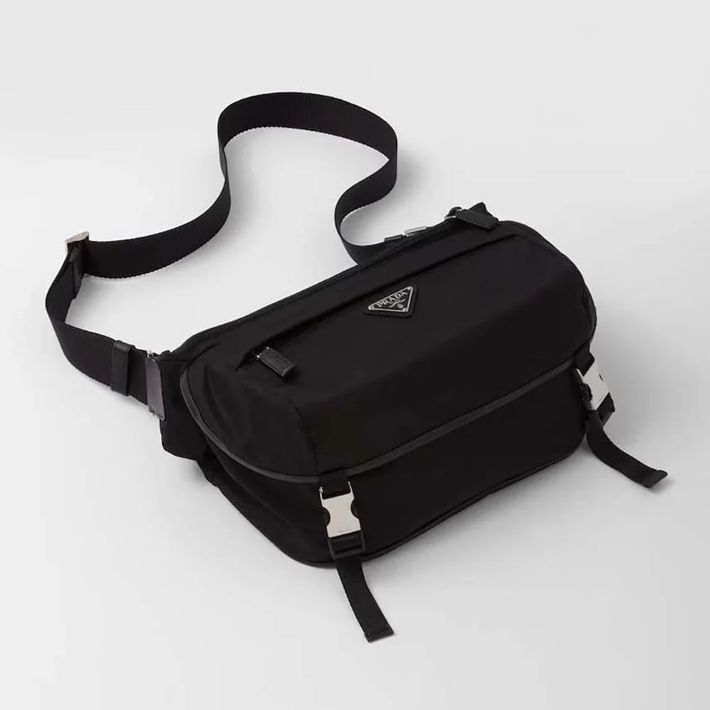 Prada Re-Nylon and Saffiano Leather Shoulder Bag for Unisex in Black
