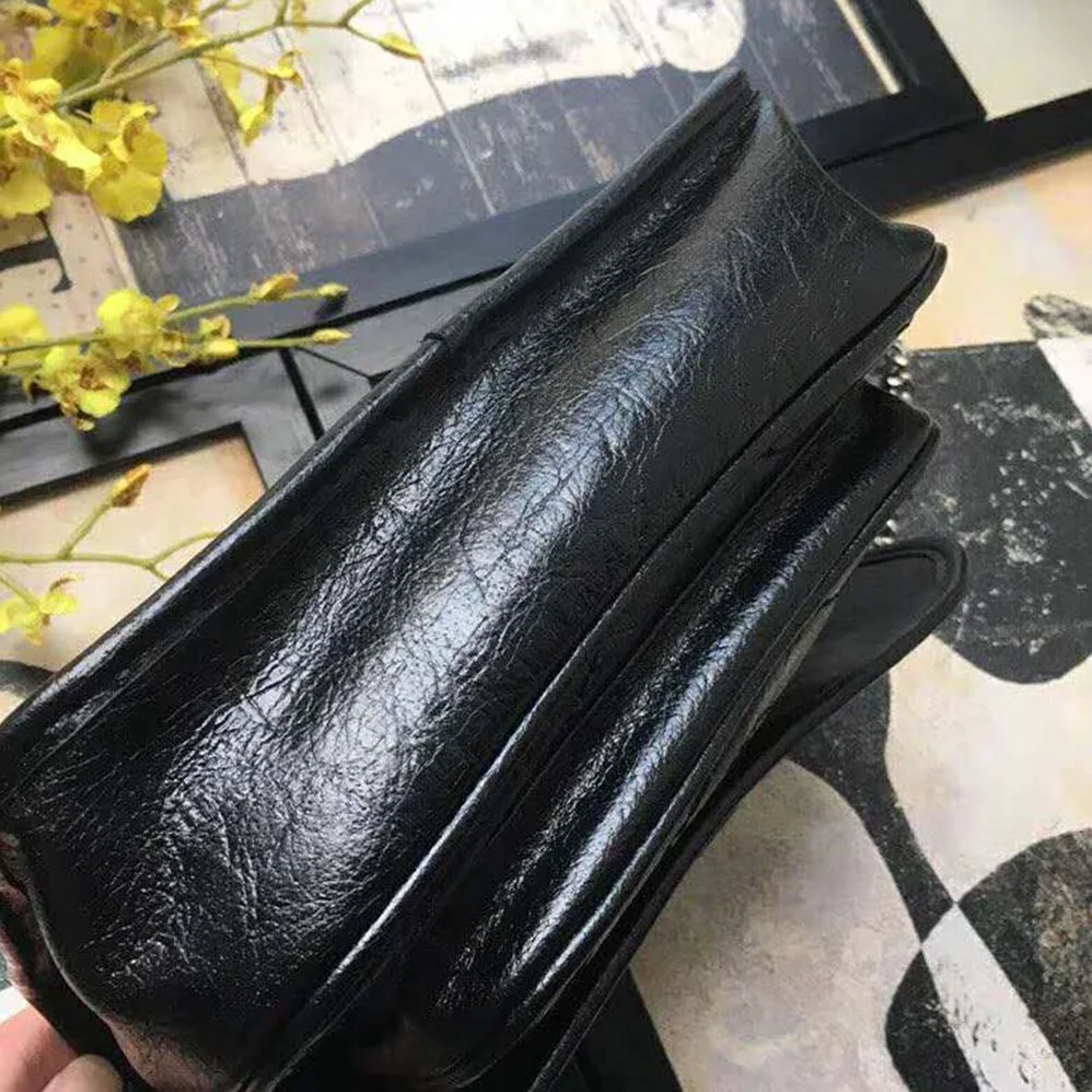 Saint Laurent YSL Niki Baby Crinkled Vintage Bag for Women in Black Saint Laurent YSL Niki Baby Crinkled Vintage Bag for Women in Black