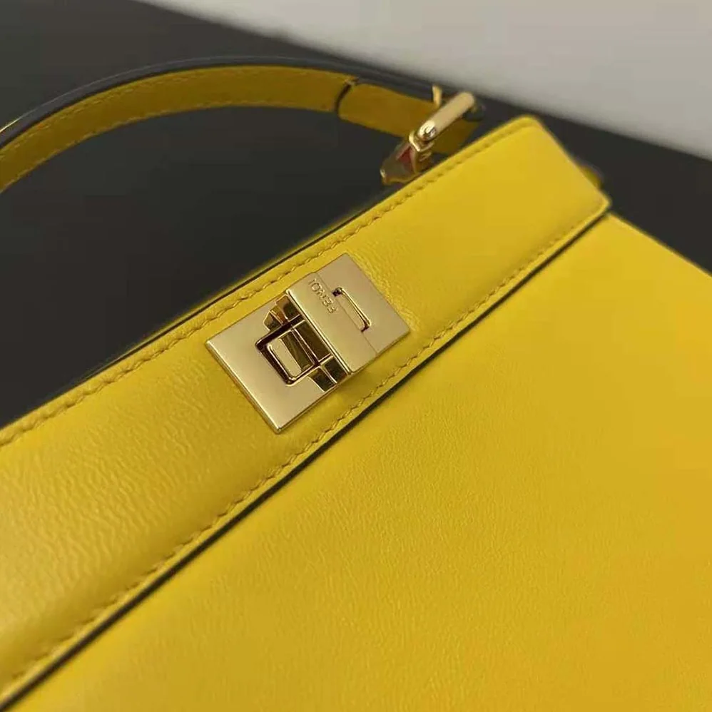 Fendi Peekaboo ISeeU Petite Yellow Padded Nappa Leather Bag for Women