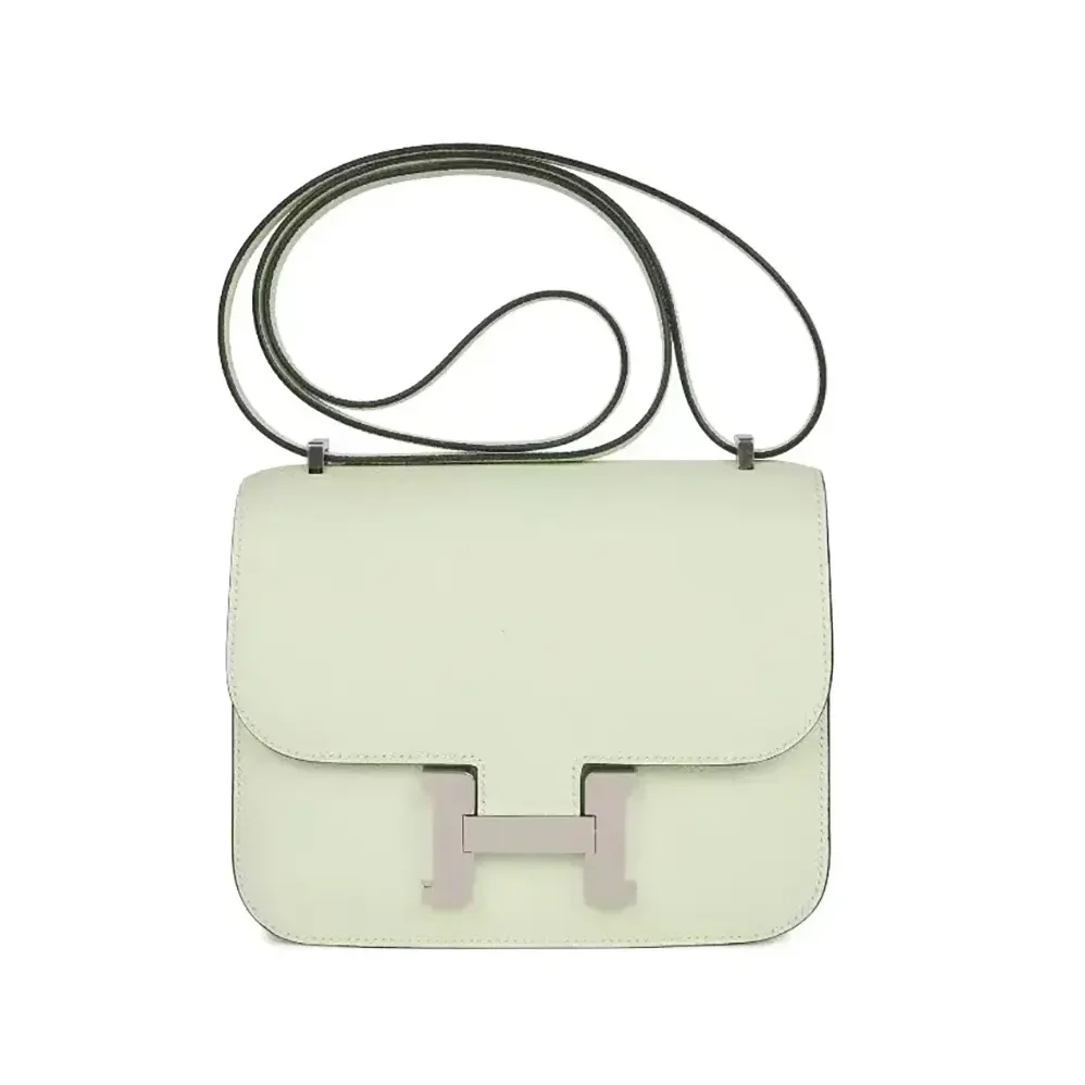 Hermes Constance 18 Bag Epsom Leather for Women in Lime/Silver