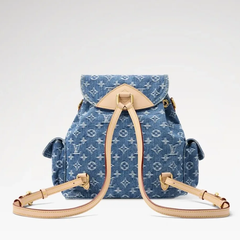 Louis Vuitton Montsouris Cargo Backpack in Blue Denim Gold Hardware