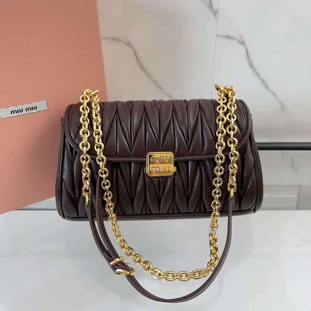 Miu Miu Matelassé Nappa Leather Shoulder Bag for Women in Bordeaux
