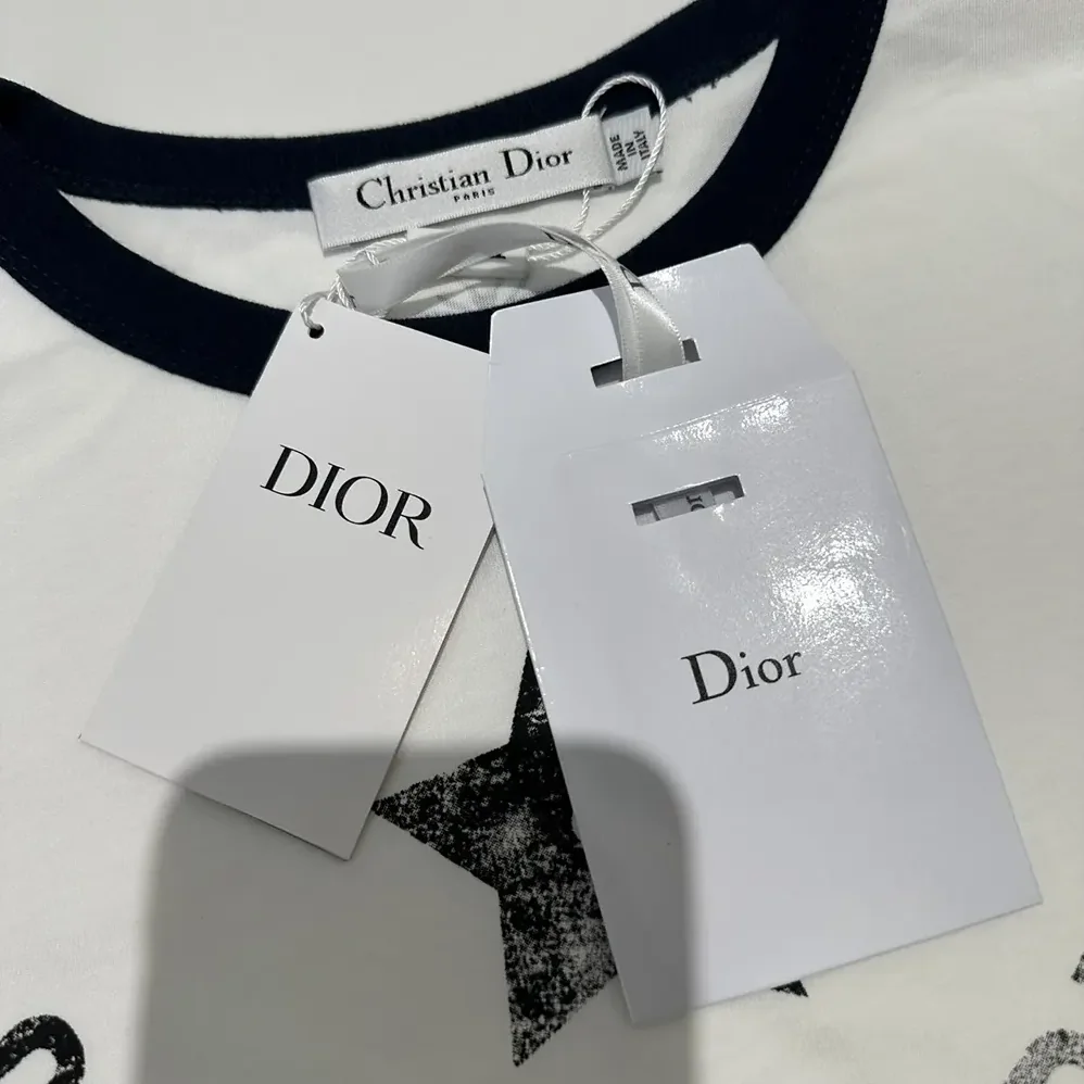Dior Dioriviera T-Shirt Ecru and Navy Blue Cotton Jersey for Men Dior Dioriviera T-Shirt Ecru and Navy Blue Cotton Jersey for Men