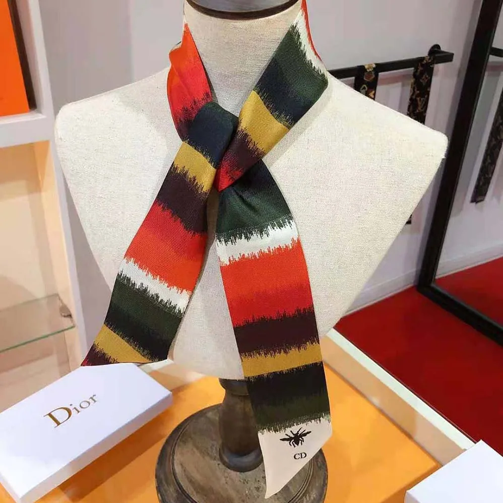 Dior D-Stripes Mitzah Scarf Multicolor Silk Twill for Women Dior D-Stripes Mitzah Scarf Multicolor Silk Twill for Women