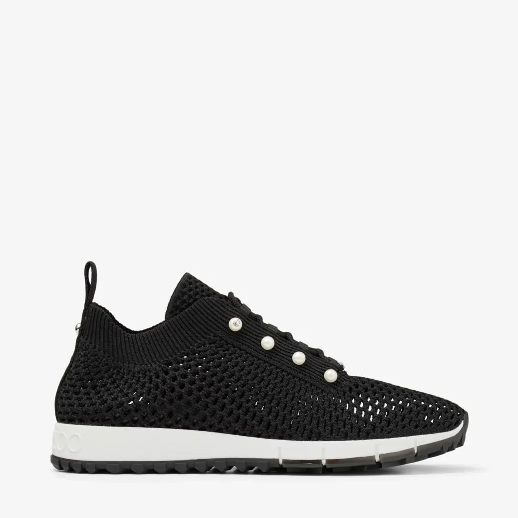 Jimmy Choo Veles Crochet Knit Low in Top Trainers Black VELESPBT