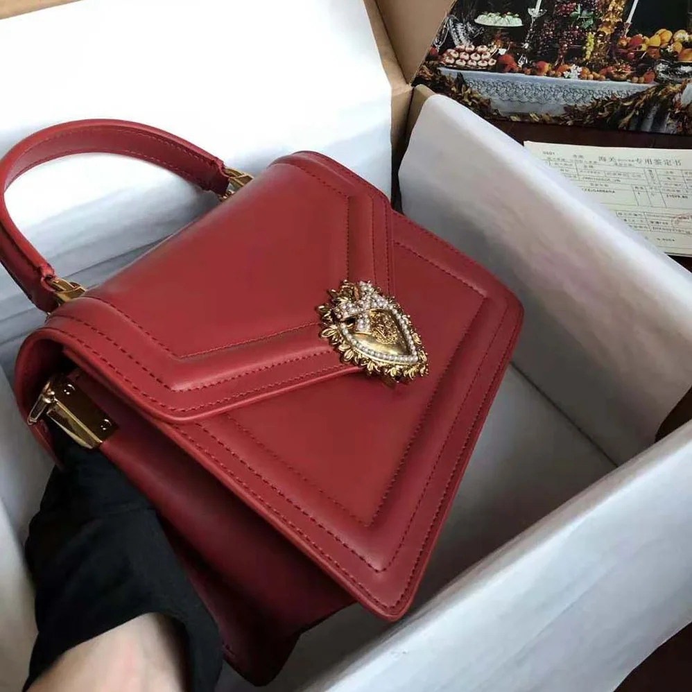 Dolce Gabbana D&G Small Smooth Calfskin Devotion Bag for Women in Maroon Dolce Gabbana D&G Small Smooth Calfskin Devotion Bag for Women in Maroon