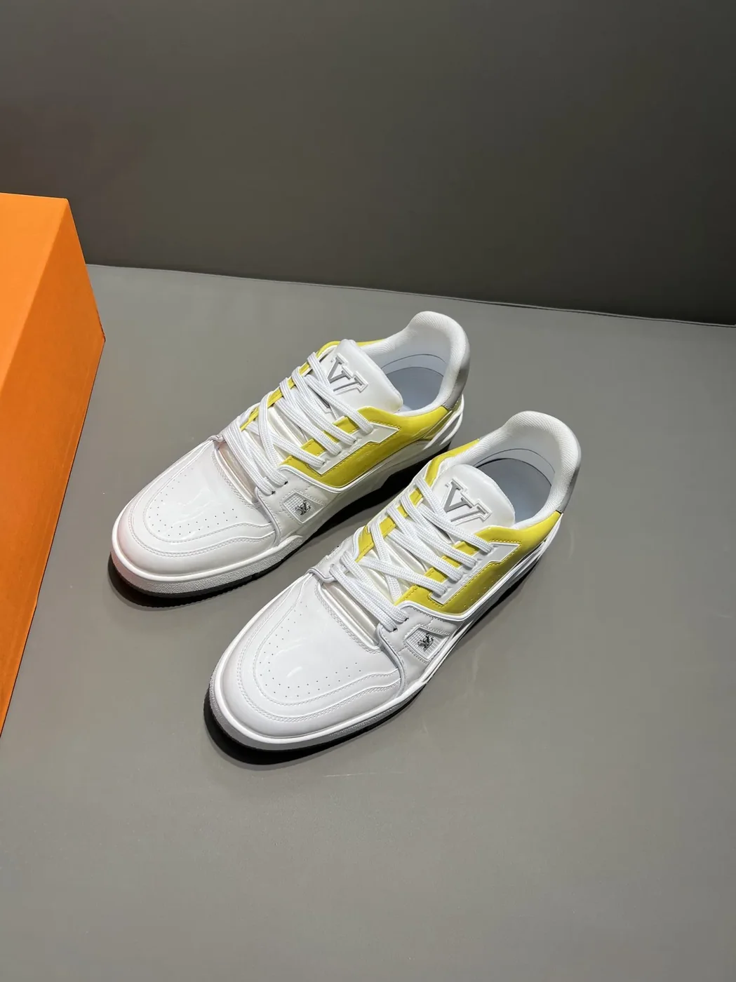 Louis Vuitton Trainer Sneaker White in Yellow Virgil Abloh Louis Vuitton Trainer Sneaker White in Yellow Virgil Abloh