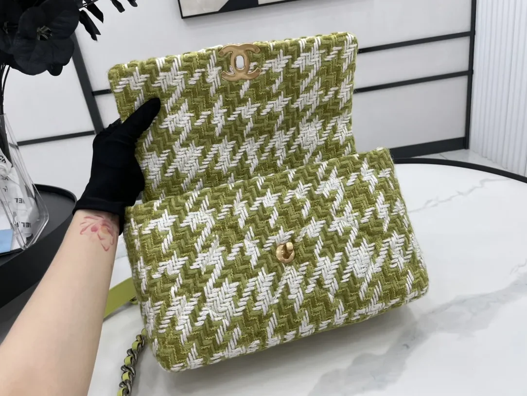 Chanel 19 Large Handbag Gold Hardware Green Chanel 19 Large Handbag Gold Hardware Green