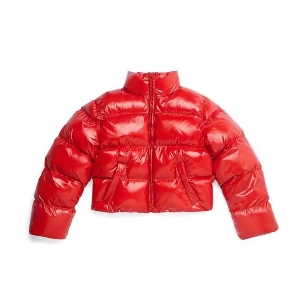 Balenciaga Shrunk Puffer in Red Shiny Coated Nylon for Men Balenciaga Shrunk Puffer in Red Shiny Coated Nylon for Men