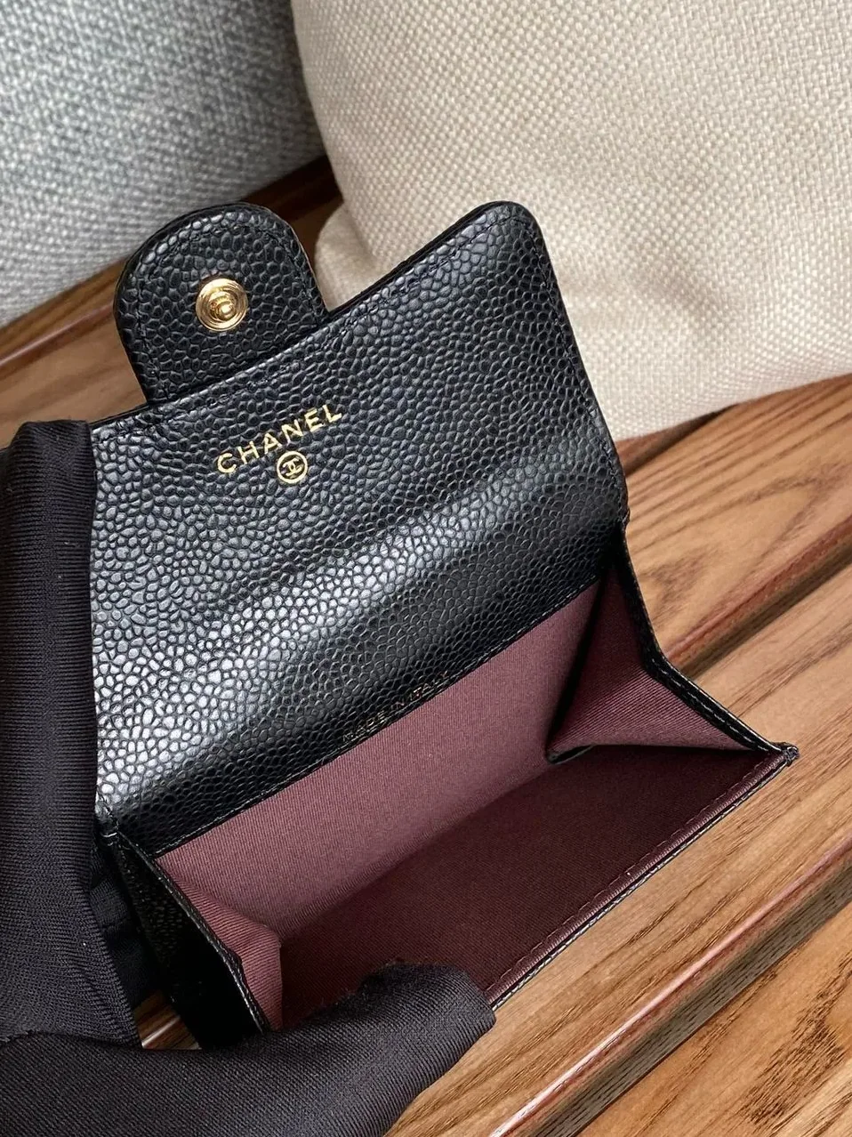 Chanel Classic Card Holder Gold Black Chanel Classic Card Holder Gold Black