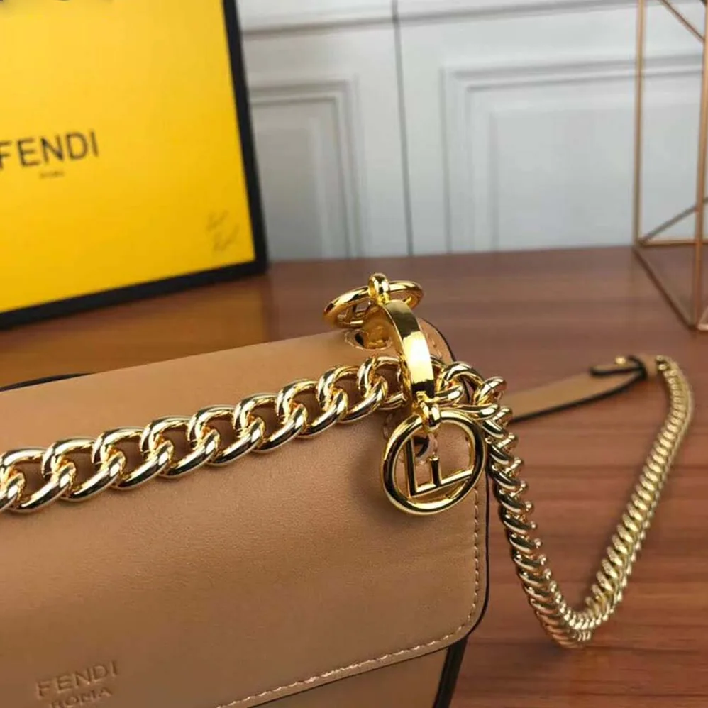 Fendi KAN I F Small Black Leather Mini for Women in Bag in Calf