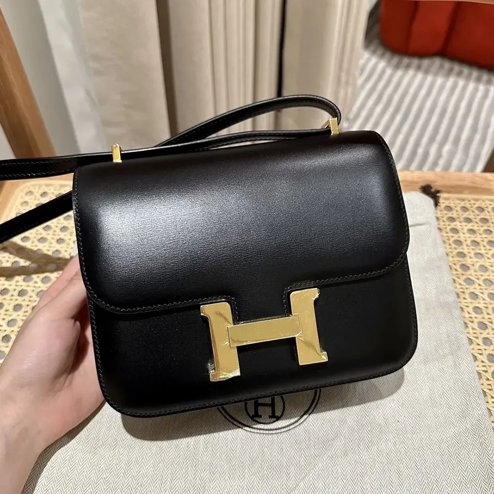 Hermes Constance 18 Bag Box Calf Leather for Women in Black