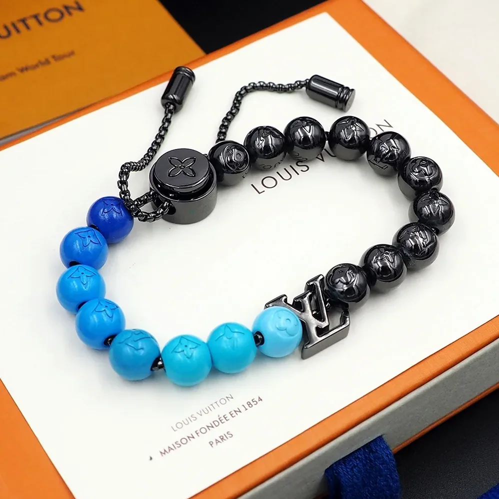 Louis Vuitton Beads Bracelet Blue in Black Louis Vuitton Beads Bracelet Blue in Black