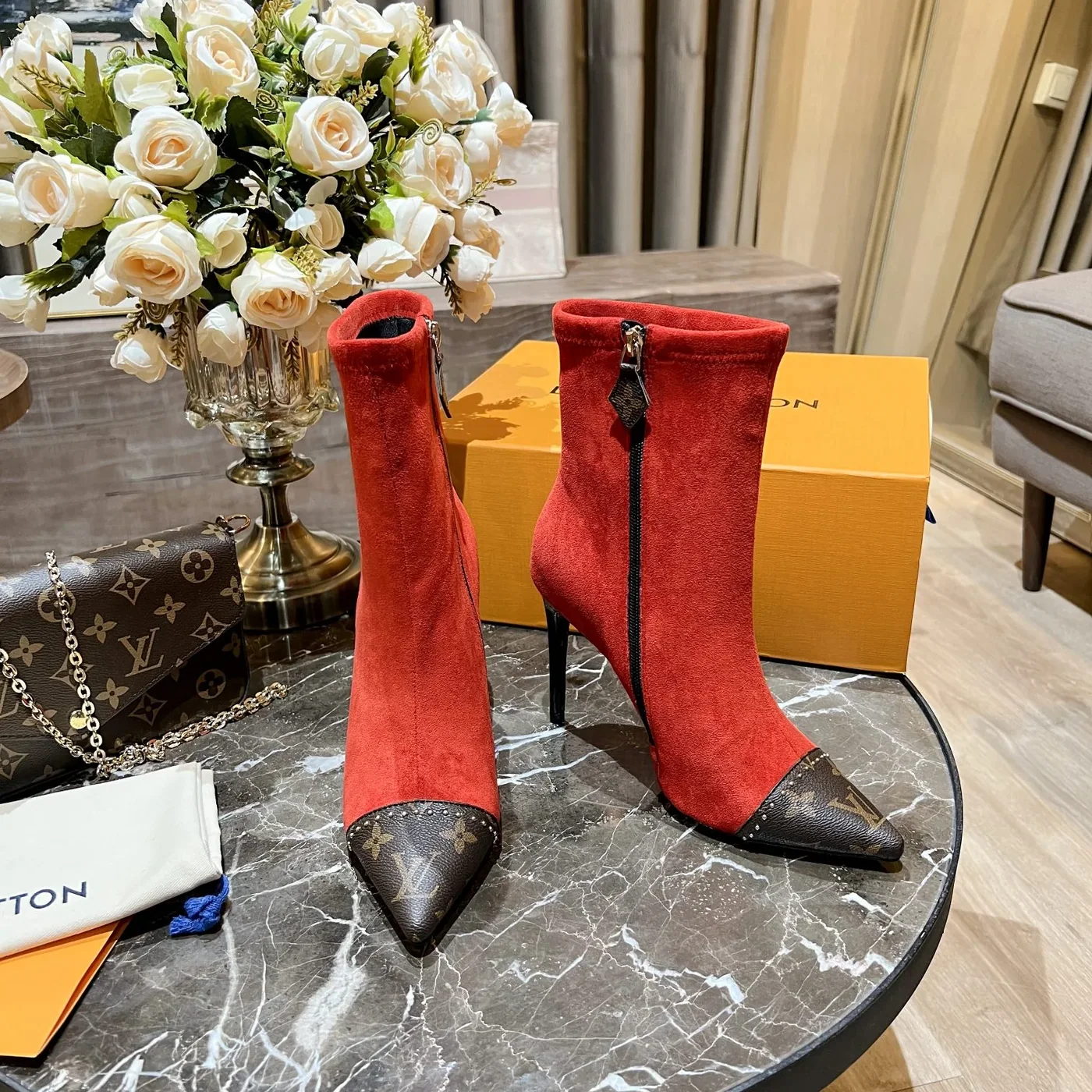 Louis Vuitton Cherie Ankle Boots Red for Women Louis Vuitton Cherie Ankle Boots Red for Women
