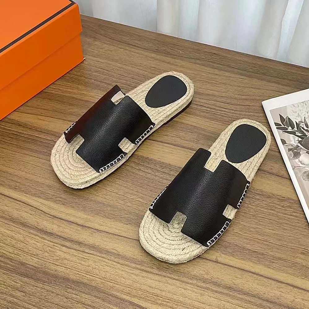 Hermes Catalya Espadrille in Calfskin with Rope Sole and “H” Cut-out for Unisex in Black