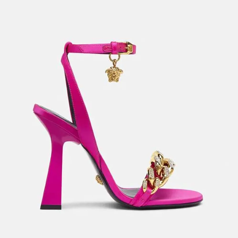Versace Medusa Chain High Heel Sandals for Women in Rose Versace Medusa Chain High Heel Sandals for Women in Rose