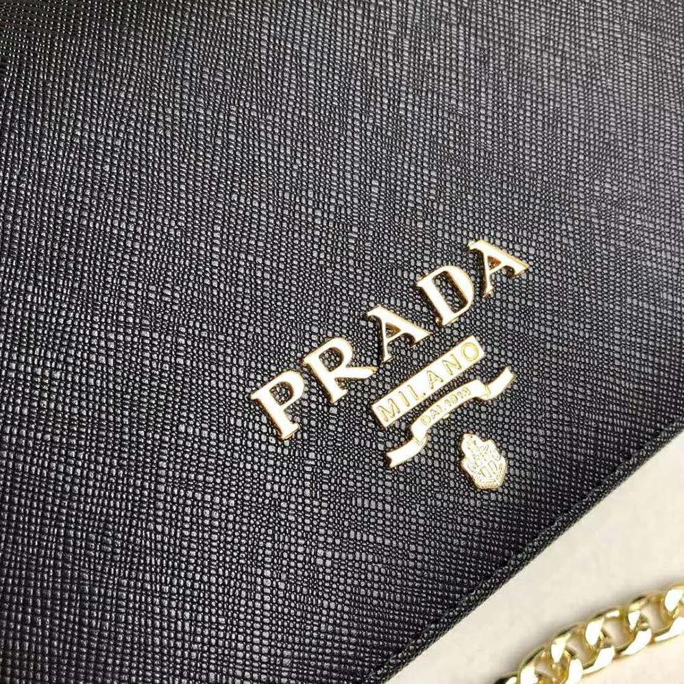 Prada Saffiano Leather Shoulder Bag for Women in Black Prada Saffiano Leather Shoulder Bag for Women in Black
