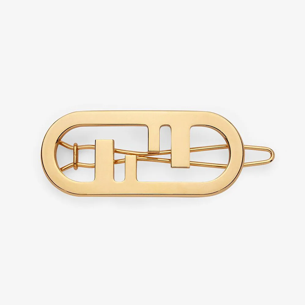 Fendi Hair Clip with Fendi O'Lock Motif for Women in Gold Fendi Hair Clip with Fendi O'Lock Motif for Women in Gold