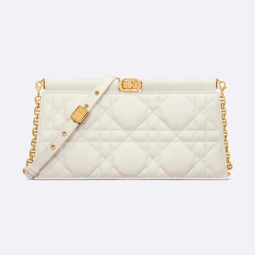 Dior Dior Caro Colle Noire Clutch with Chain Latte Cannage Lambskin for Women Dior Dior Caro Colle Noire Clutch with Chain Latte Cannage Lambskin for Women