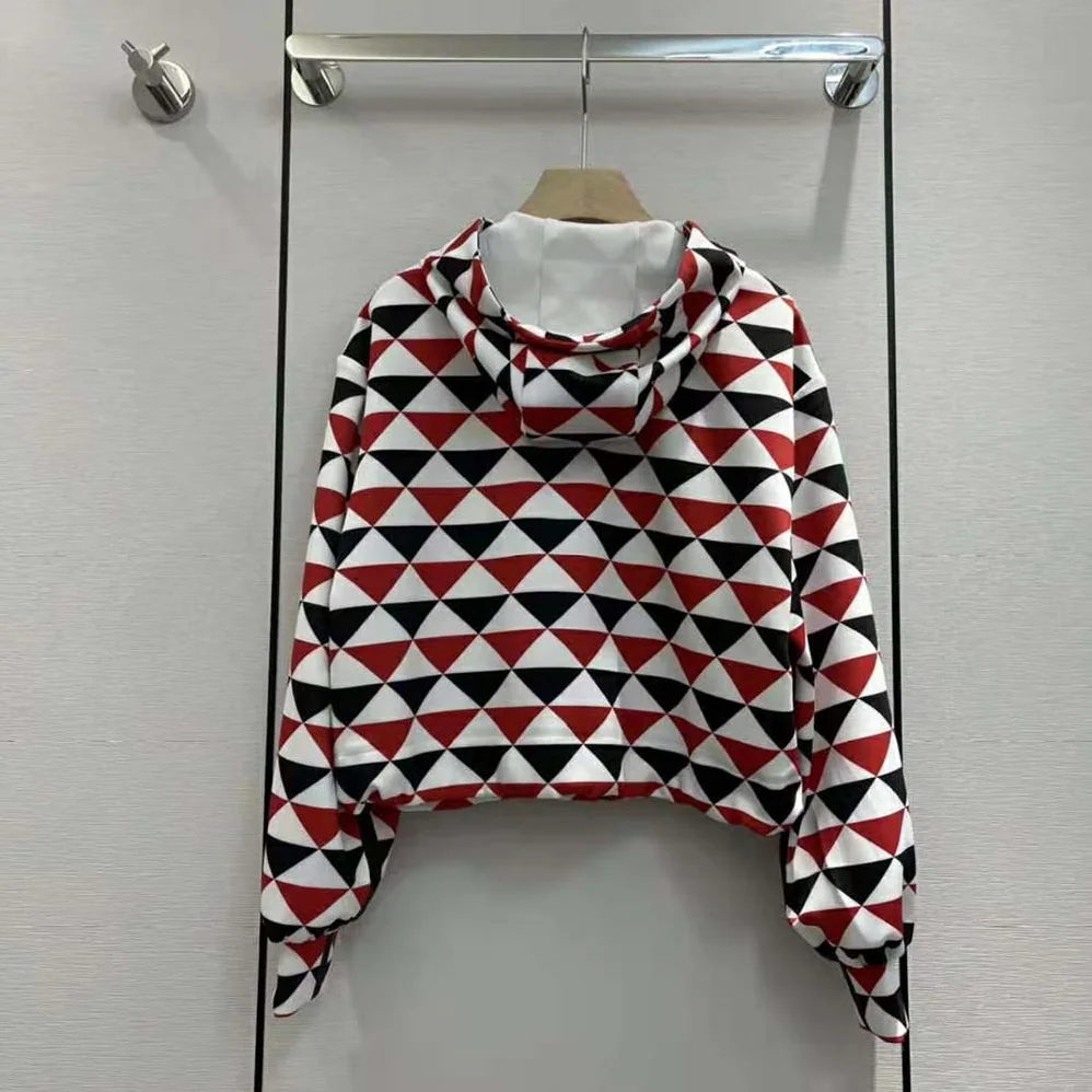 Prada Printed Jersey Hoodie for Women in Red