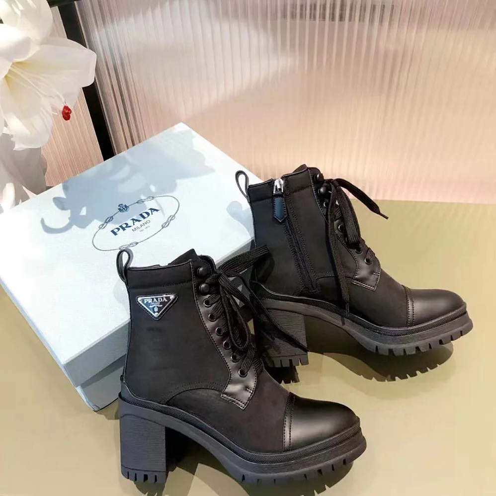 Prada Brushed Leather and Nylon Booties for Women