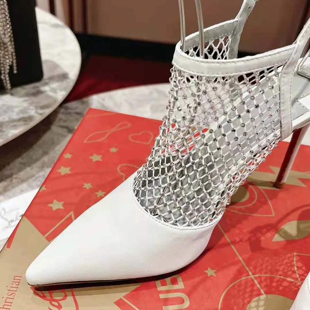 Christian Louboutin Plougesta Pump Strass in 100 mm Heel Height for Women in White Christian Louboutin Plougesta Pump Strass in 100 mm Heel Height for Women in White