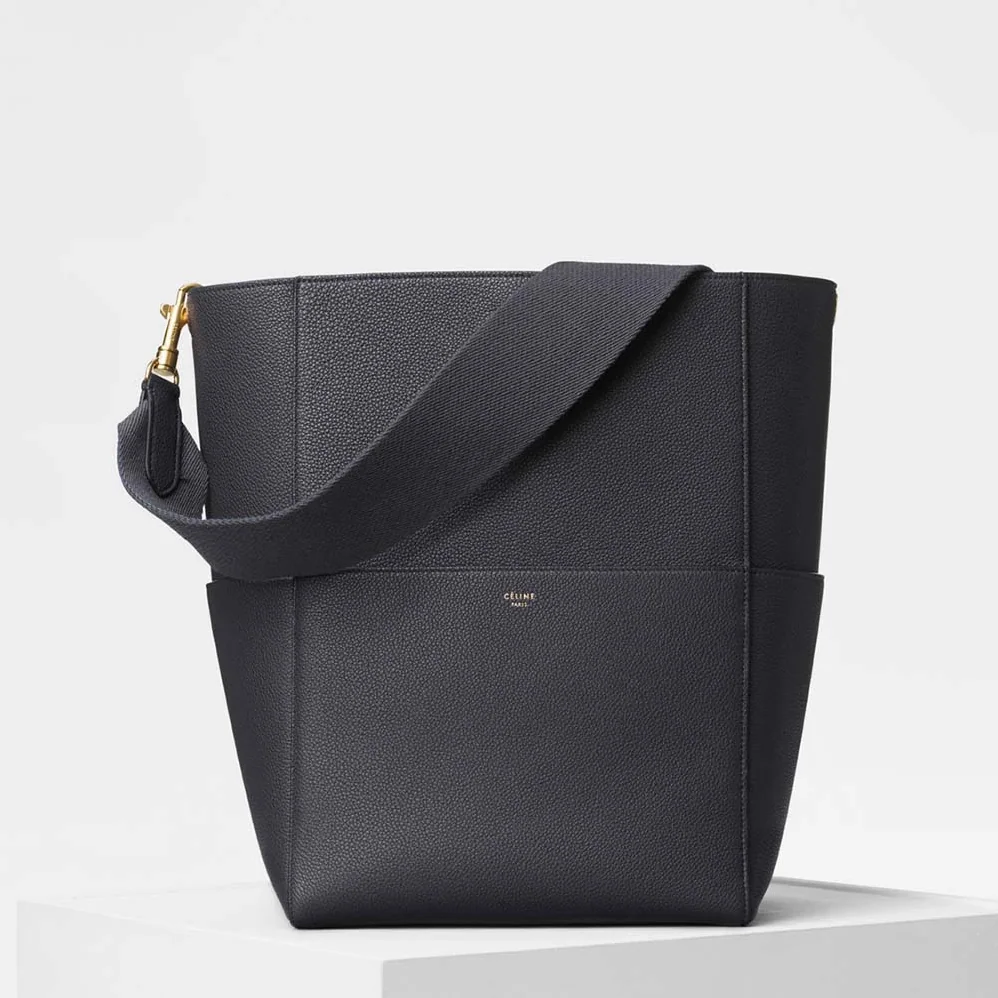Celine Sangle Bucket Bag in Soft Grained Calfskin for Women in Black Celine Sangle Bucket Bag in Soft Grained Calfskin for Women in Black