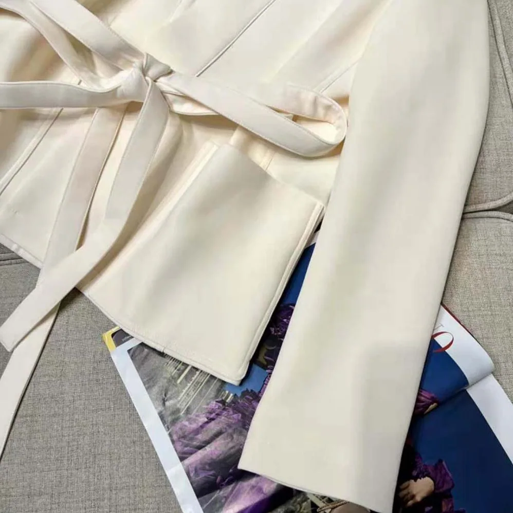 Dior Belted Palto Jacket White Wool and Silk for Women Dior Belted Palto Jacket White Wool and Silk for Women