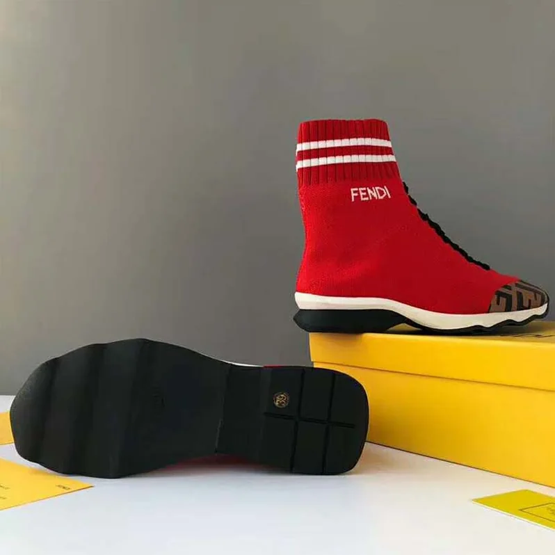 Fendi Shoes Pale Fabric Sneaker Boots for Women in Red