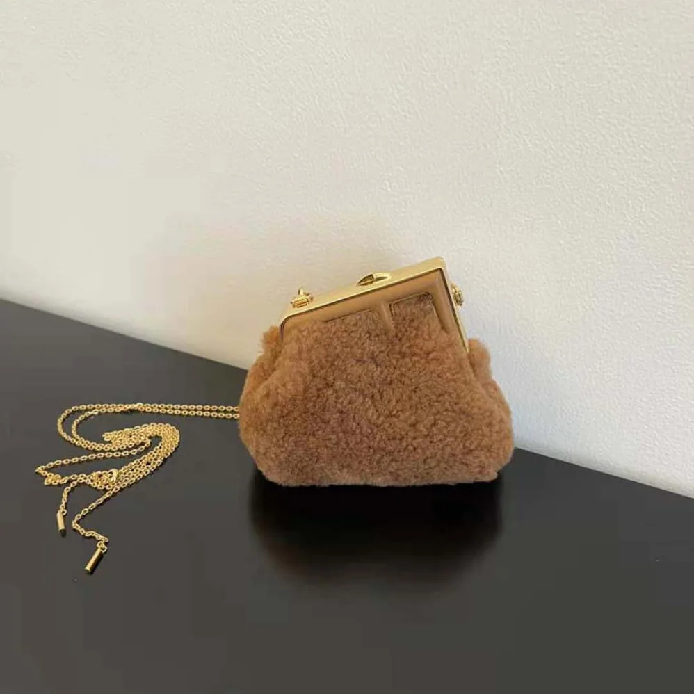 Fendi Nano Fendi First Beige Sheepskin Charm for Women Fendi Nano Fendi First Beige Sheepskin Charm for Women