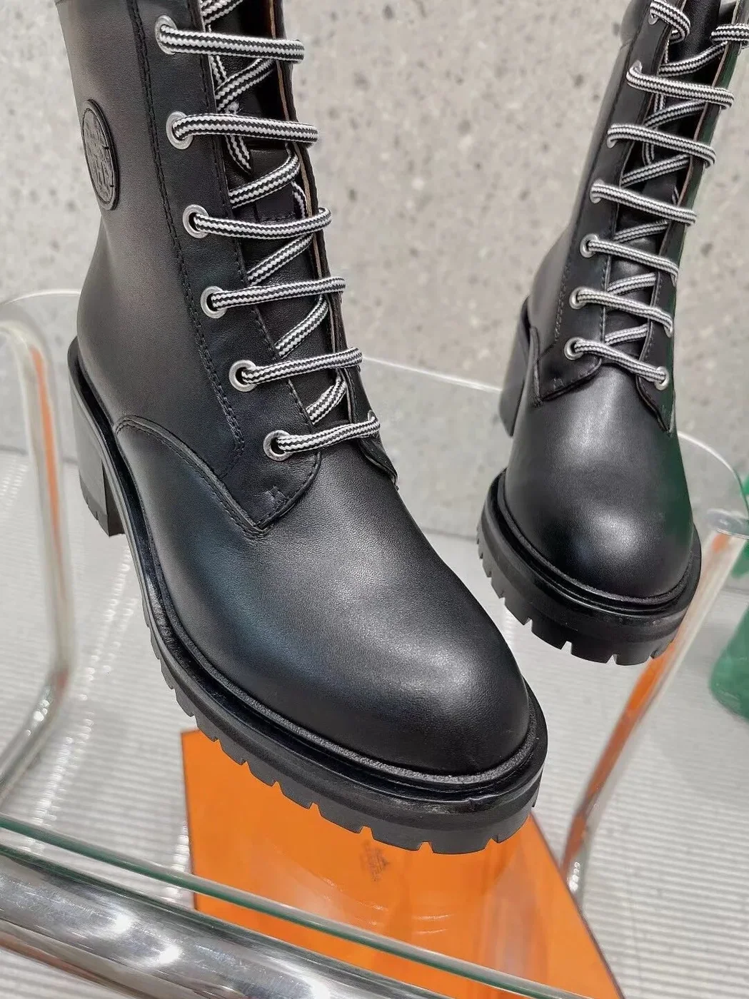 Hermes Bridge Ankle Boots Black