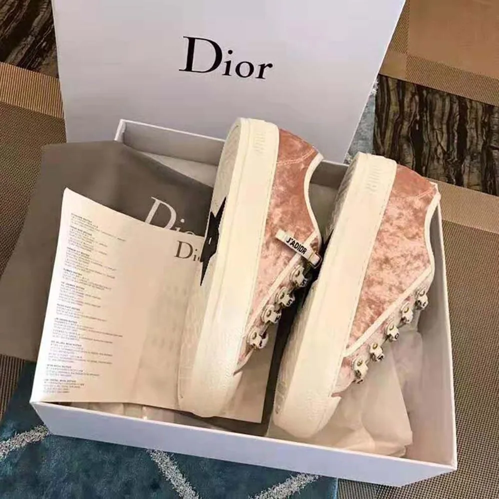 Dior Walk'N'Dior Velvet Sneaker Nude “Christian Dior J'dior” Laces for Women