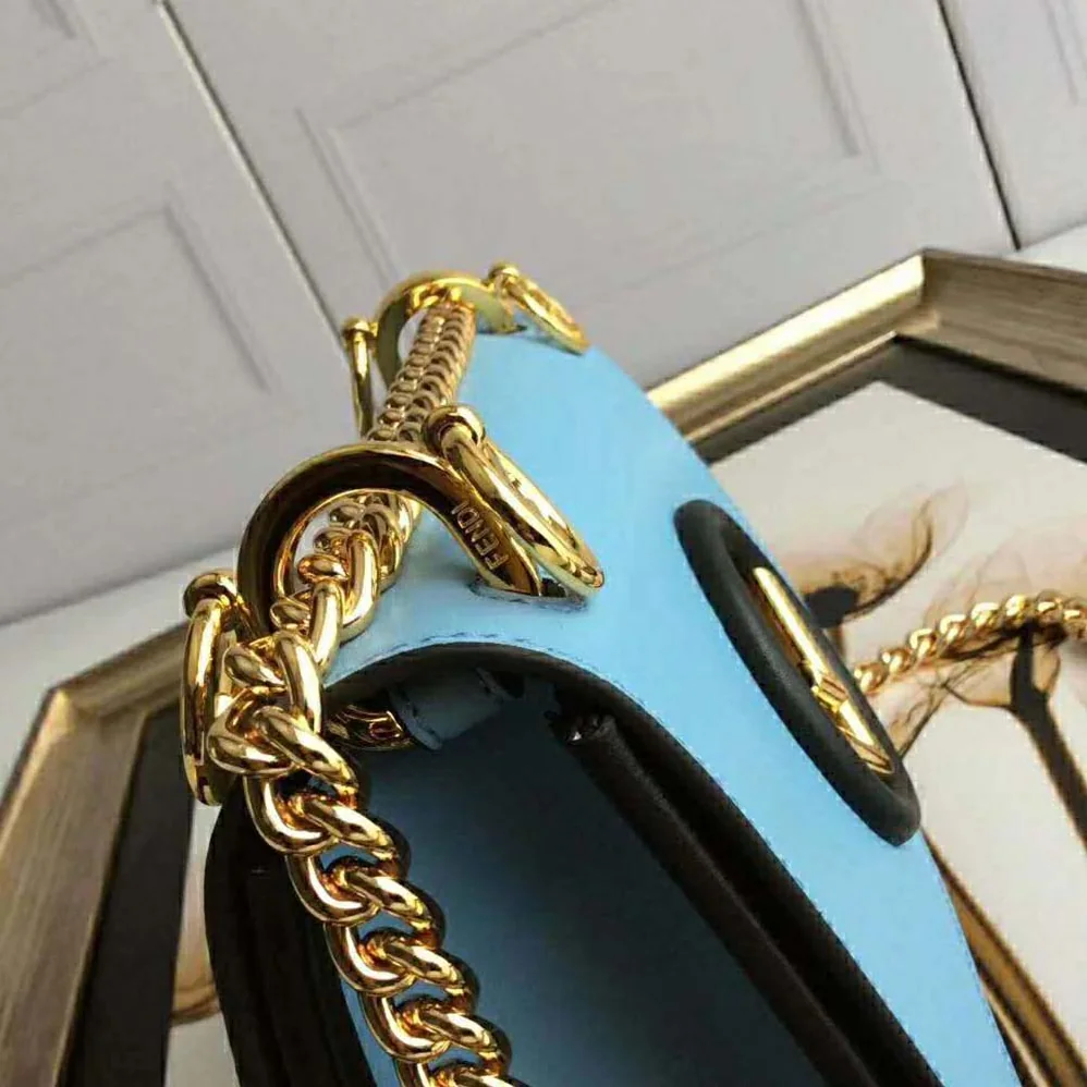 Fendi Kan I F Small Pale Blue Leather Mini Bag for Women