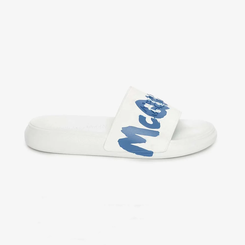 Alexander Mcqueen Mcqueen Graffiti Rubber Pool Slide in White for Unisex