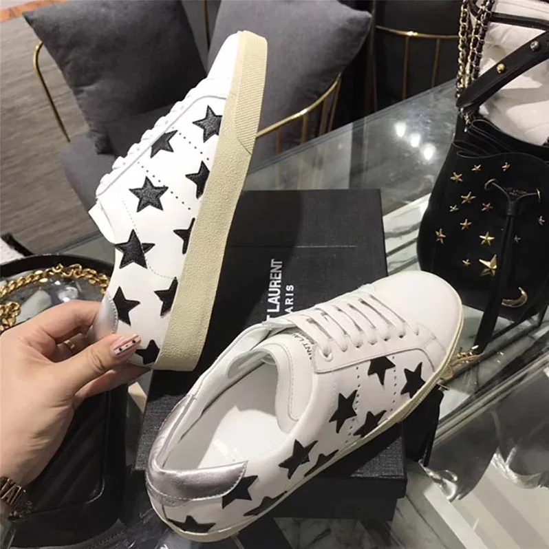 Saint Laurent YSL Signature Court California Sneaker Leather for Women in White Saint Laurent YSL Signature Court California Sneaker Leather for Women in White