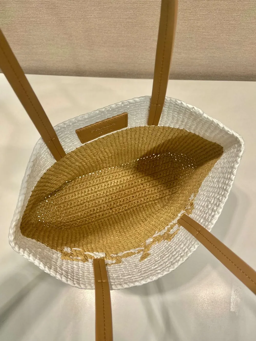 Prada Raffia Tote Bag Beige /