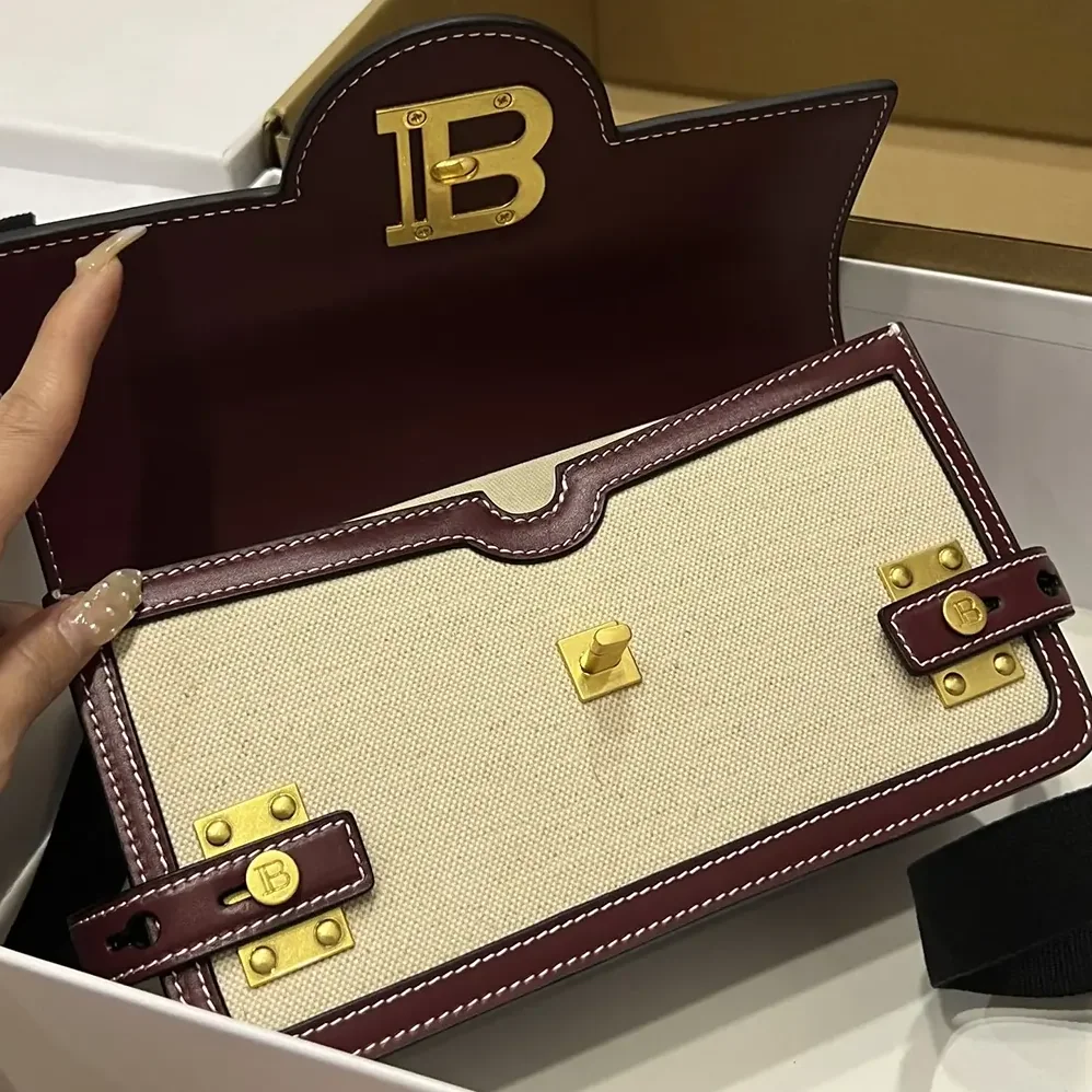 Balmain B Buzz 24 Canvas and Leather Bag for Women Balmain B Buzz 24 Canvas and Leather Bag for Women