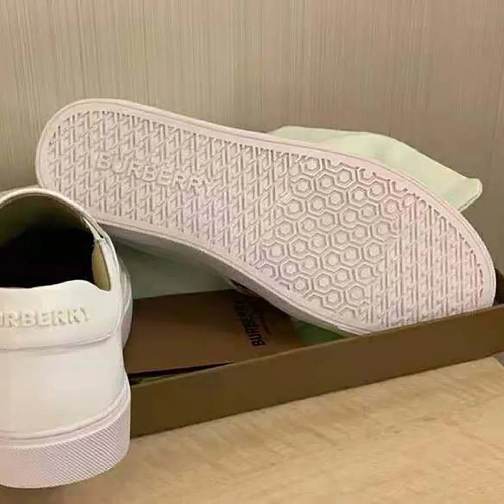 Burberry Leather and Vintage Check Slip-on Sneakers for Women in White Burberry Leather and Vintage Check Slip-on Sneakers for Women in White