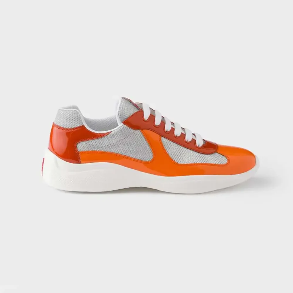 Prada Patent Leather And Technical Fabric Prada America'S Cup Sneakers for Unisex in Orange
