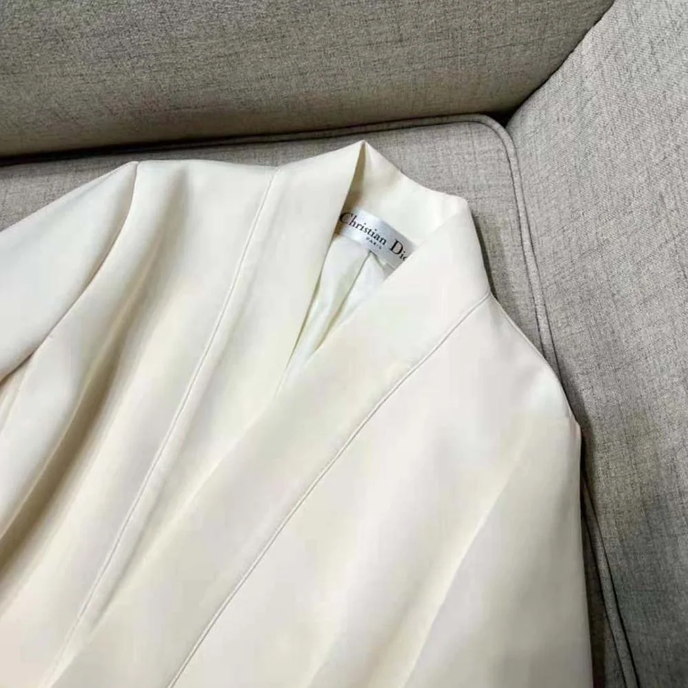 Dior Belted Palto Jacket White Wool and Silk for Women Dior Belted Palto Jacket White Wool and Silk for Women