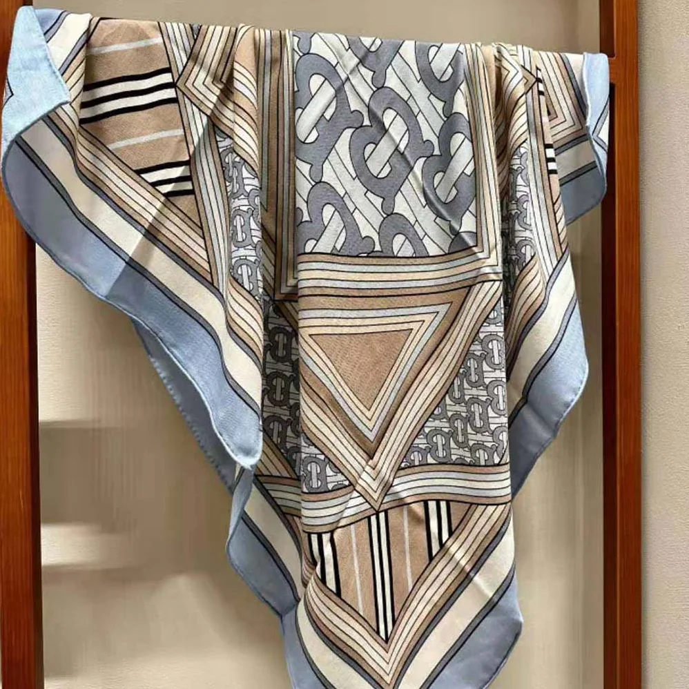 Burberry Montage Print Silk Square Scarf for Women in Blue Burberry Montage Print Silk Square Scarf for Women in Blue