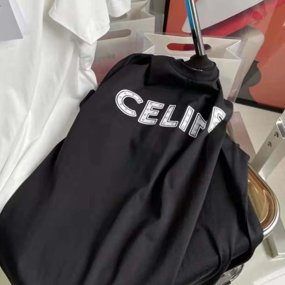 Celine Celine Loose T-shirt in Cotton with Studs for Men in Black Celine Celine Loose T-shirt in Cotton with Studs for Men in Black