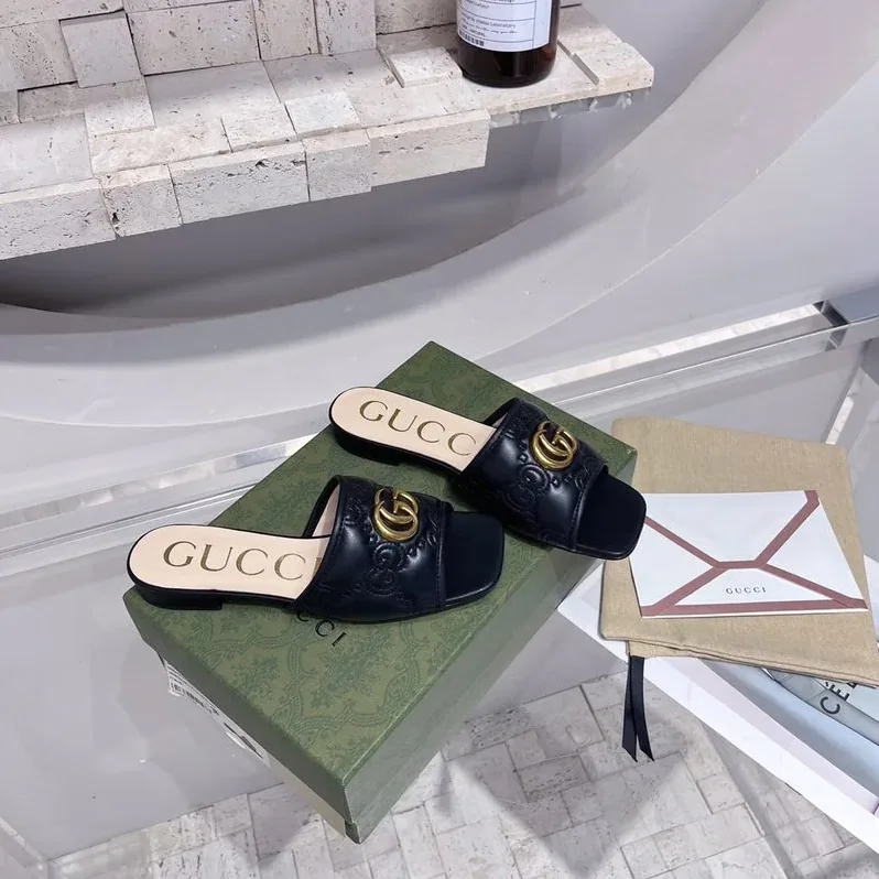 Gucci Slide Sandal With Double G Black for Women