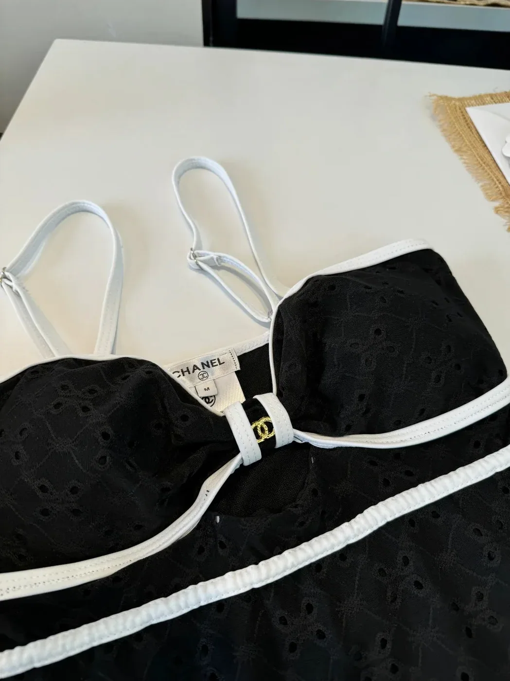Chanel Cut-Out Interlocking CC One in Piece Swimsuit Black Chanel Cut-Out Interlocking CC One in Piece Swimsuit Black