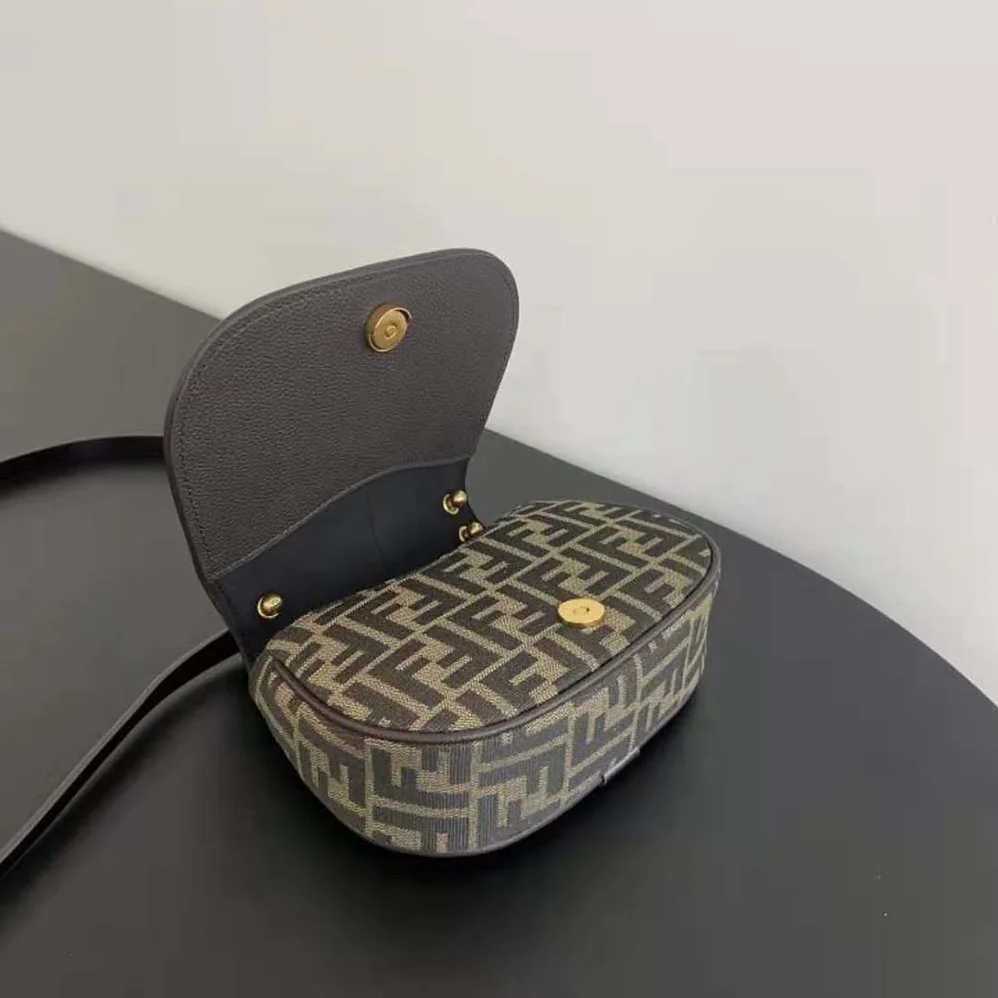 Fendi C'mon Small Brown FF Jacquard Fabric Bag for Women Fendi C'mon Small Brown FF Jacquard Fabric Bag for Women