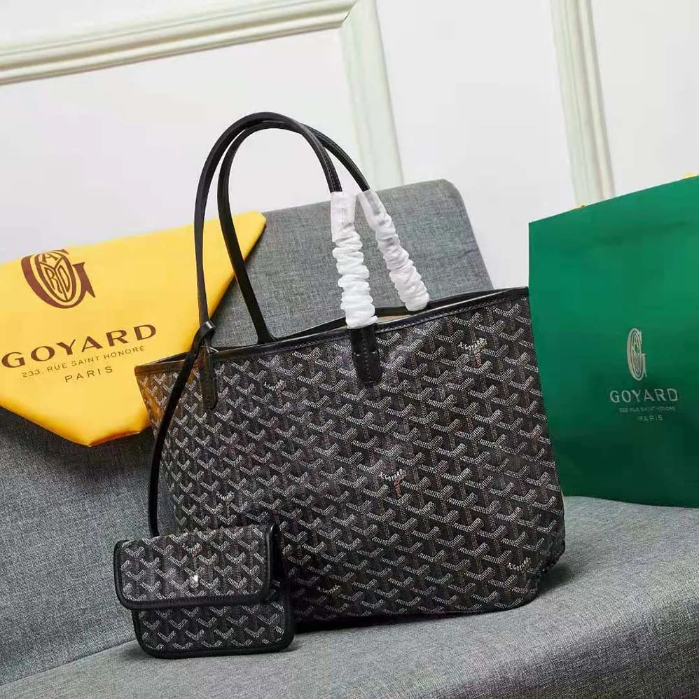 Goyard Sac Artois MM in Goyardine Canvas & Chevroches Calfskin for Women in Black