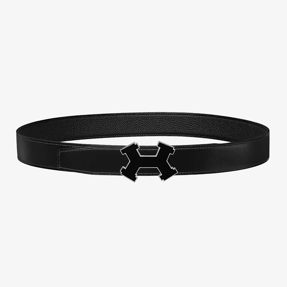 Hermes Street H Belt Buckle & Reversible Leather Strap 32 mm for Men in Black Hermes Street H Belt Buckle & Reversible Leather Strap 32 mm for Men in Black