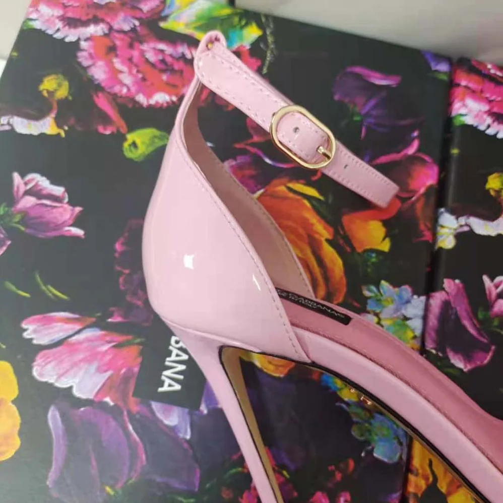 Dolce Gabbana D&G Patent Leather Sandals in 105 mm Heel Height for Women in Pink Dolce Gabbana D&G Patent Leather Sandals in 105 mm Heel Height for Women in Pink